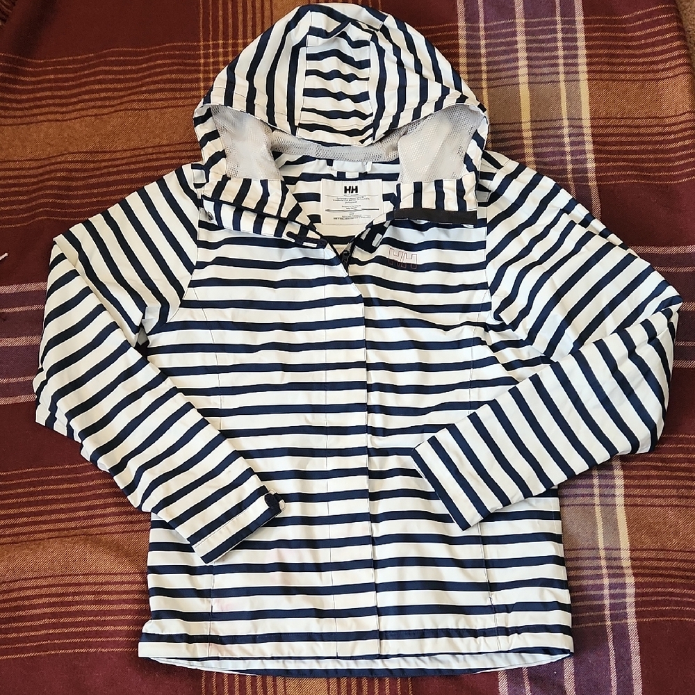 Helly Hansen Rainjacket Shell Classic Navy White Stripe Size M